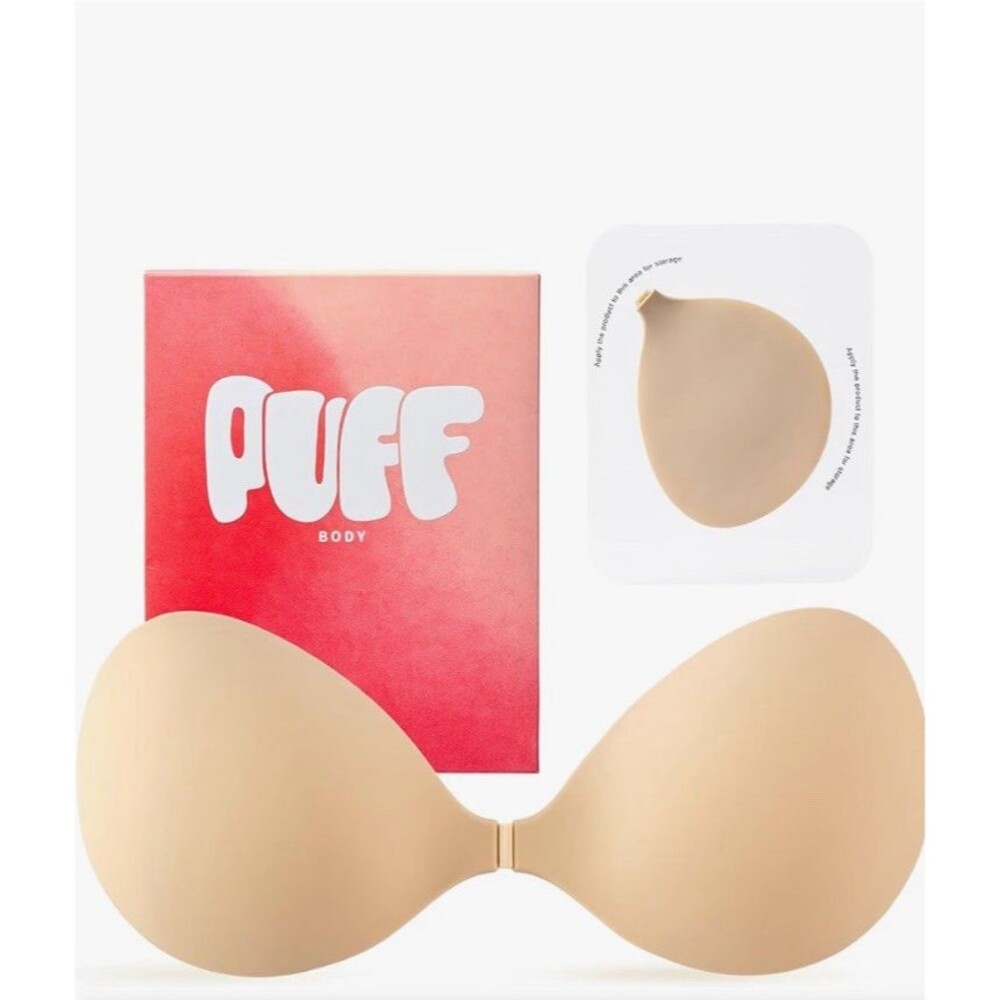 New TikTok viral Puff Body Strapless Silicone Adhesive Bra size D Cup Milk
